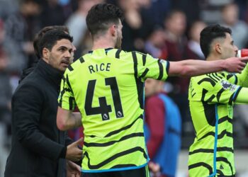 Mikel Arteta a Declan Rice