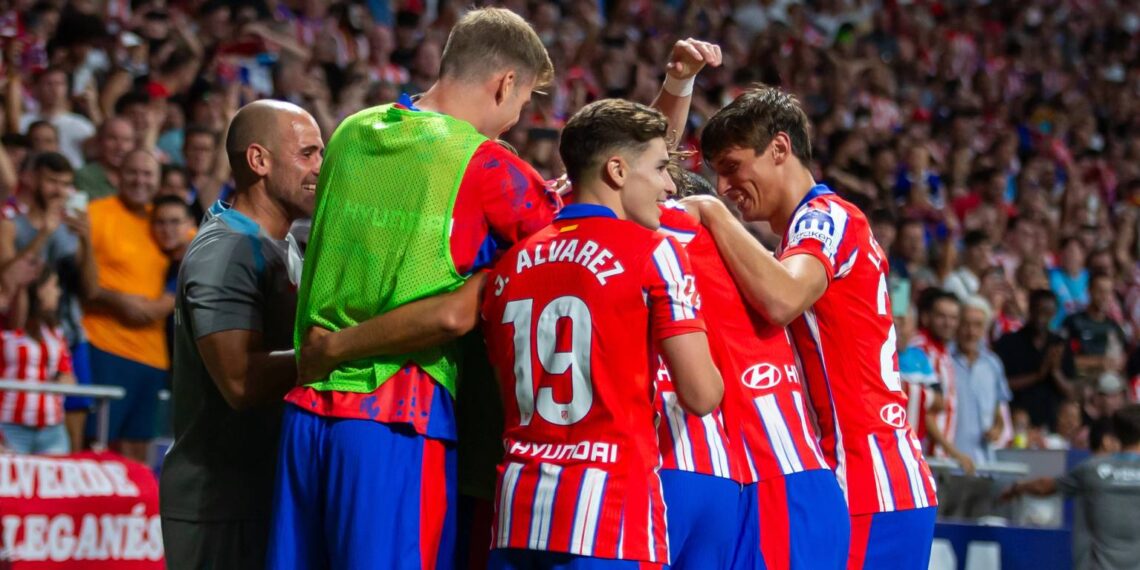 Julián Álvarez a oslava Atlétika Madrid