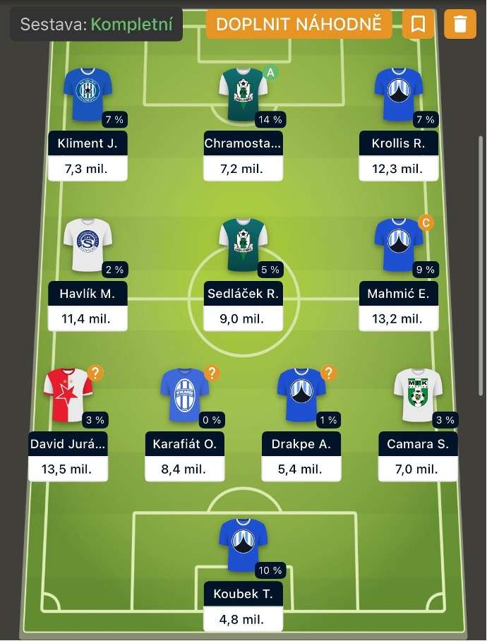Folpiho sestava na 20. kolo