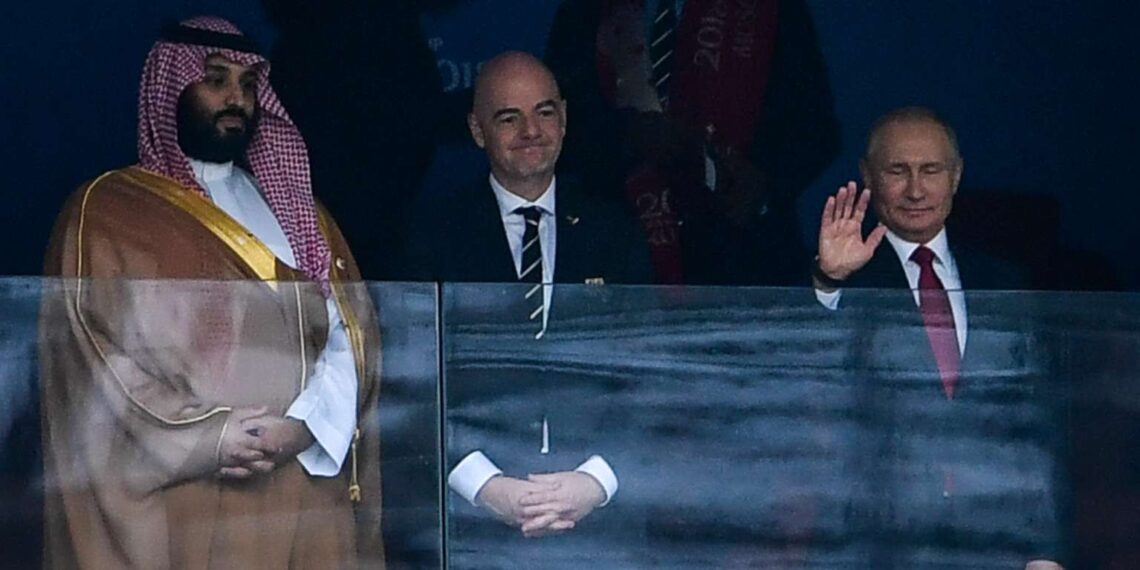 Muhammad bin Salmán, Gianni Infantino a Vladimir Putin