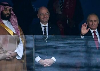 Muhammad bin Salmán, Gianni Infantino a Vladimir Putin