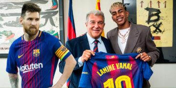 Lionel Messi, Joan Laporta, Lamine Yamal